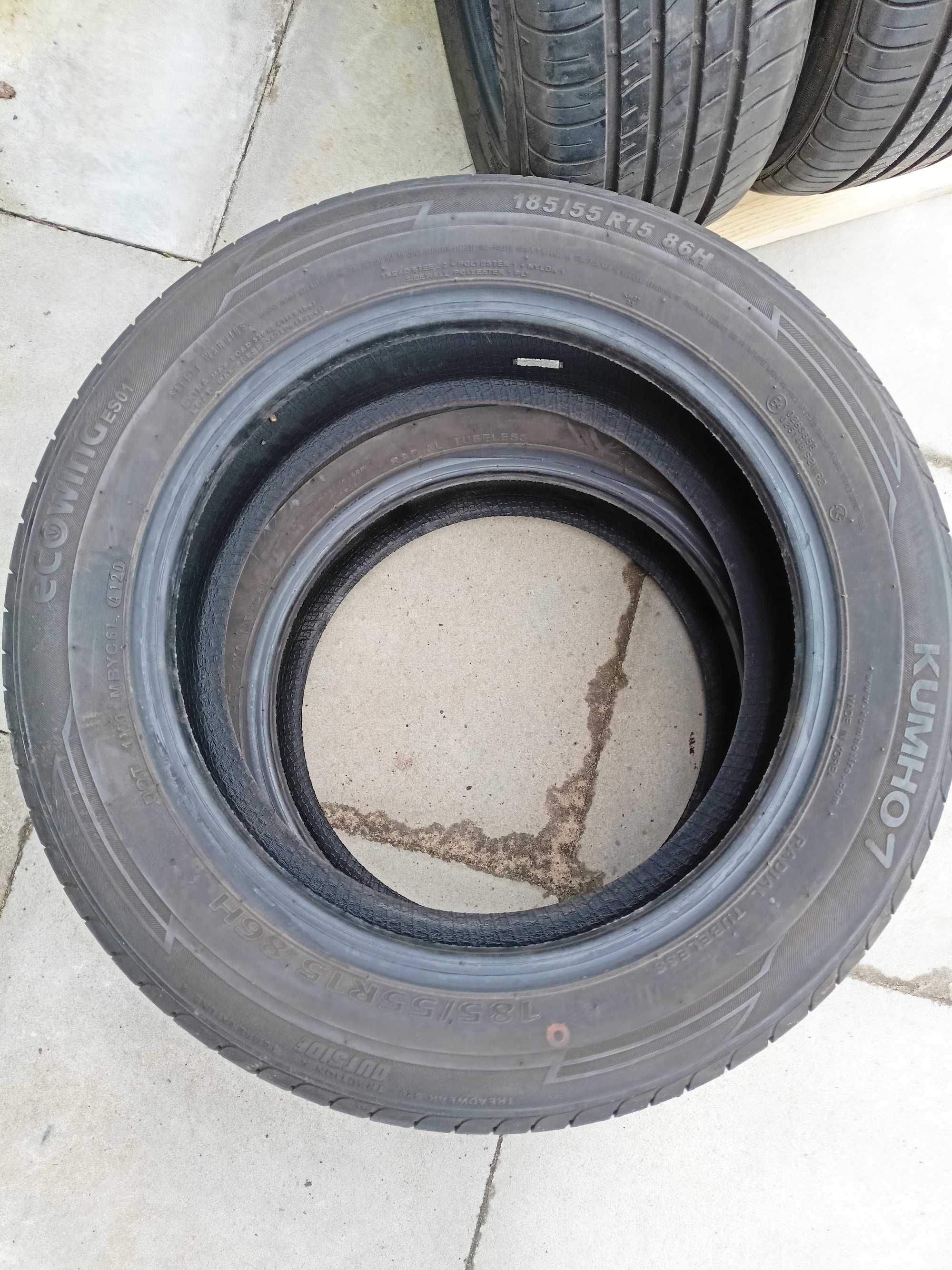 Opony letnie Kumho 185/55 R15 jak nowe duży bieżnik