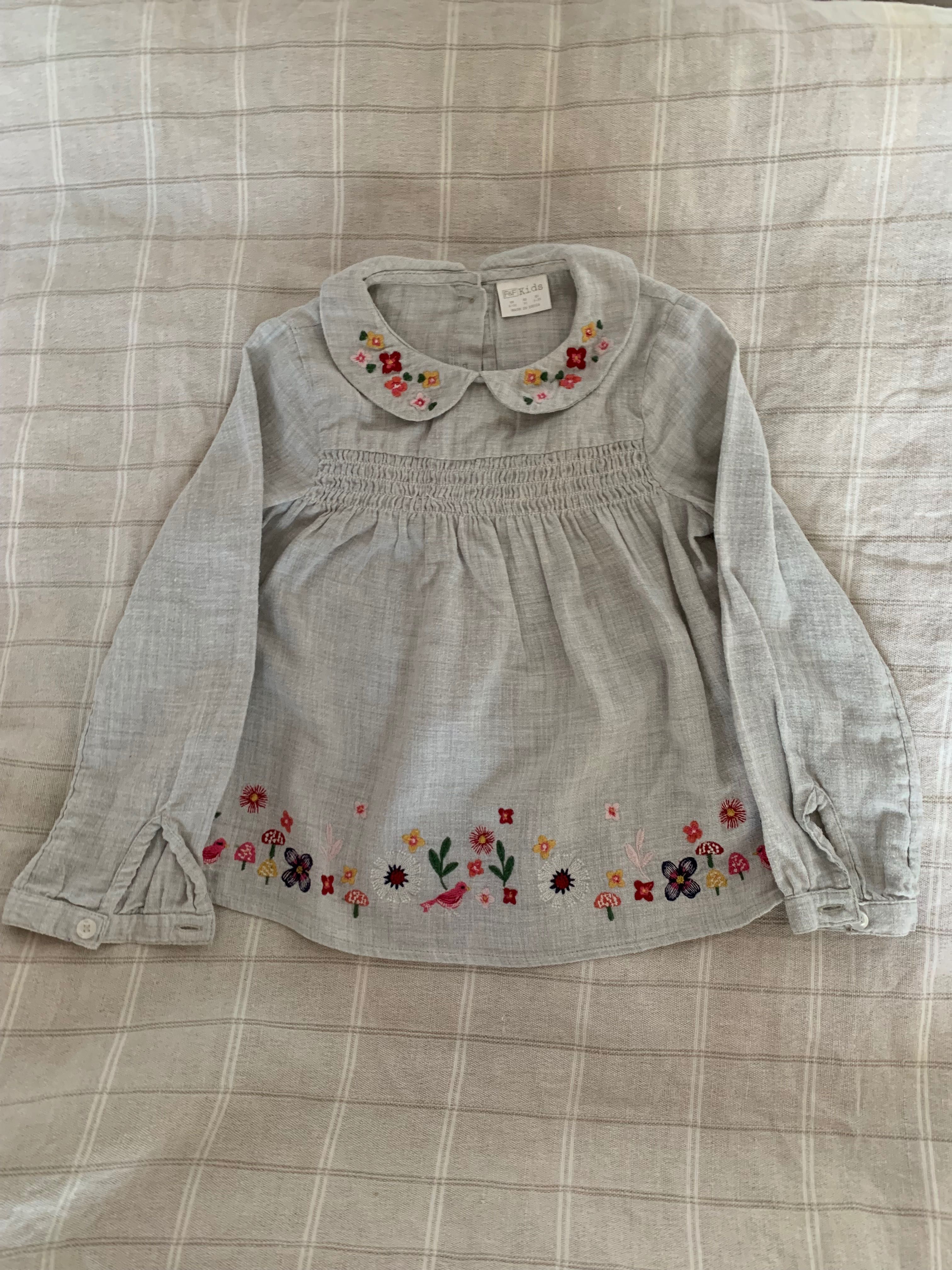 haftowana koszula bluzeczka F&F dla dziewczynki 2-3-4 lata bawełna