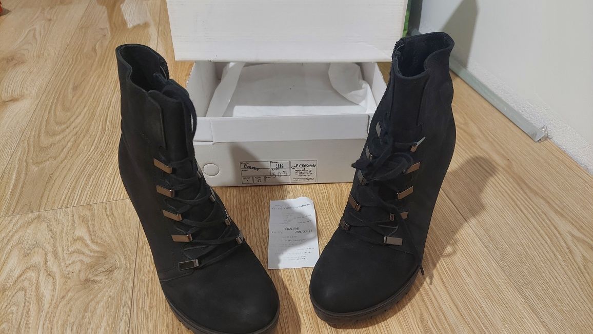 Buty damskie J. Wolski czarne, rzadko chodzone
