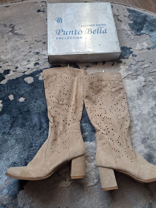 Чоботи замшеві ажурні з перфорацією