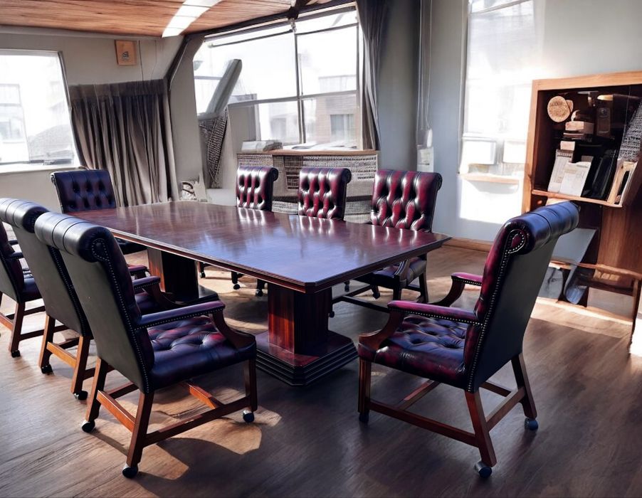 Zestaw do Kancelarii Stoł i 8 foteli Chesterfield Ox red