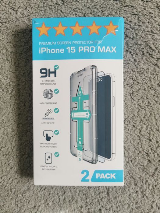 Zestaw 2szt Szkło Hartowane Ochronne Czarne 9H iPhone 15 PRO MAX