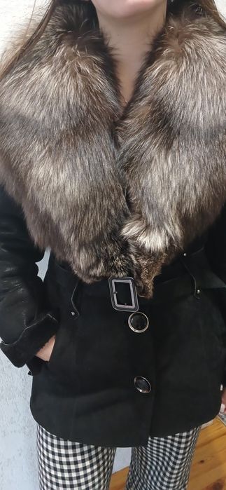 Дублянка жіноча, коротка з чорнобуркою