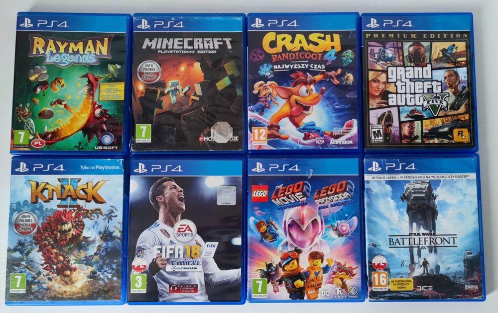 Zestaw gier PlayStation 4 PS4 Minecraft GTA 5 Knack 2 Crash Bandicoot
