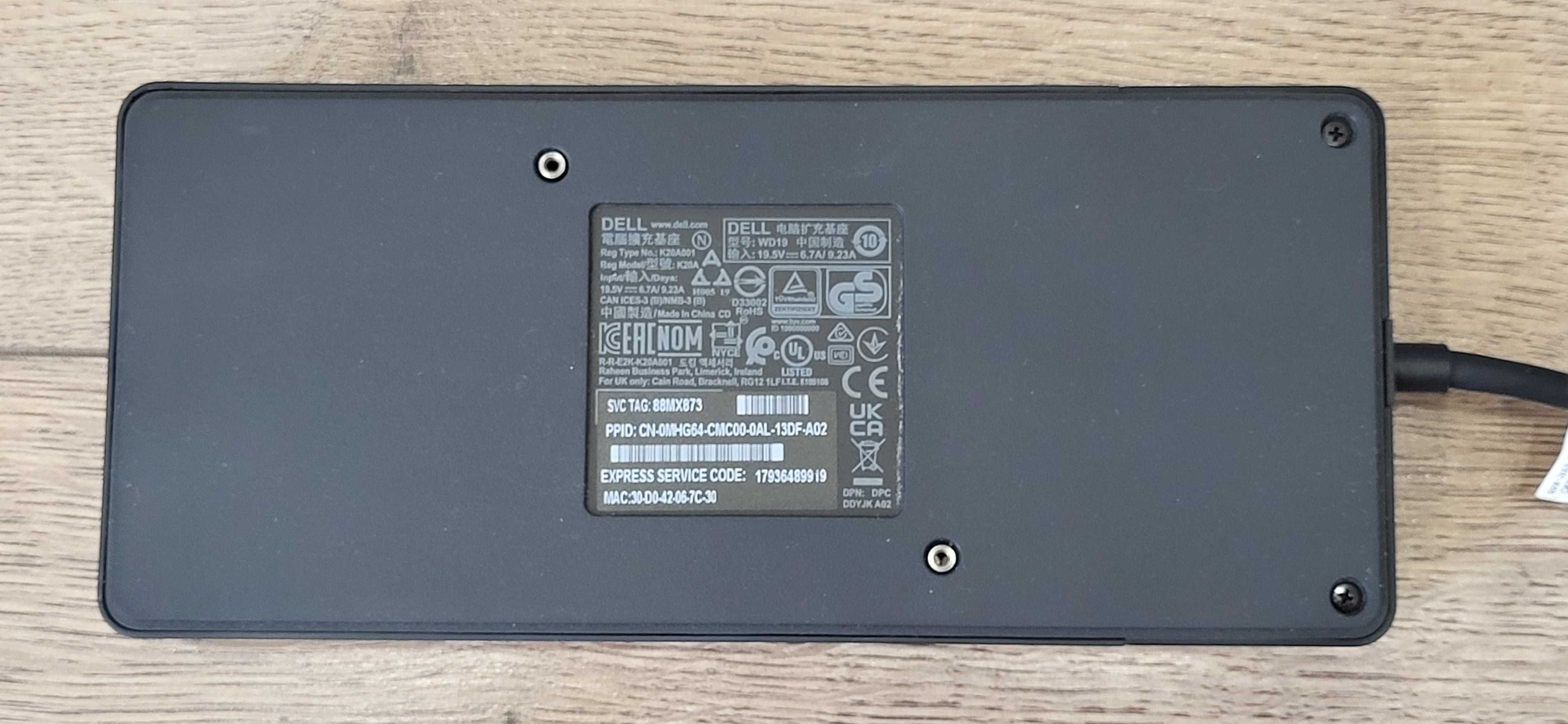 Якісна Док-станція/Порт-реплікатор/Thunderbolt/Type-C Dell WD19 (K20A)