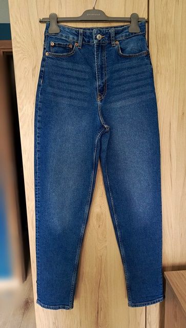 Spodnie mom fit jeans h&m s/m super wysoki stan