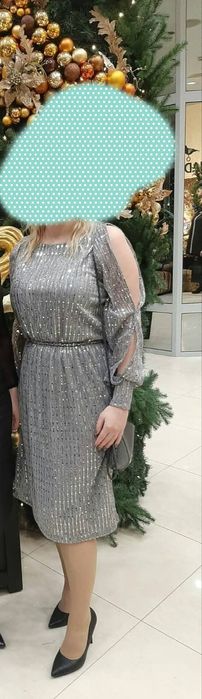 Сукня 48 р, срібна, на корпоратив