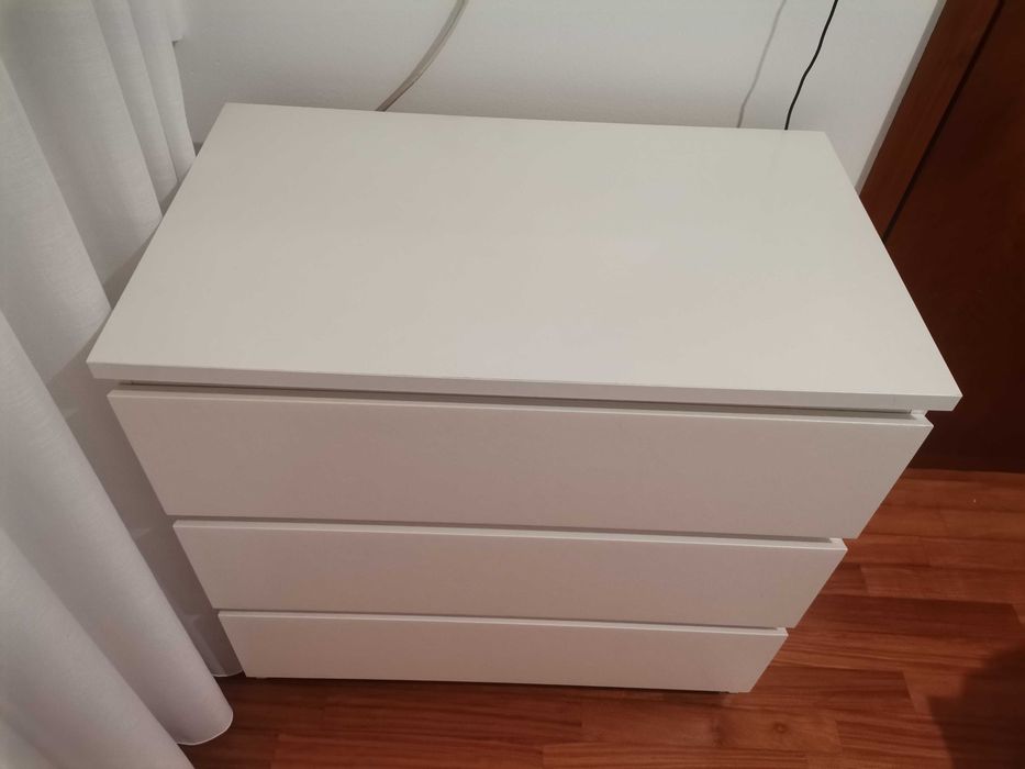 Cómoda com 3 gavetas, branca Malm Ikea 80/75cm