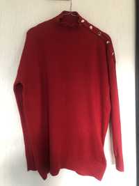 Czerwony kaszmirowy swetrek damski