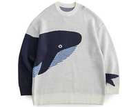 Męski sweter wieloryb ryba harajuku L