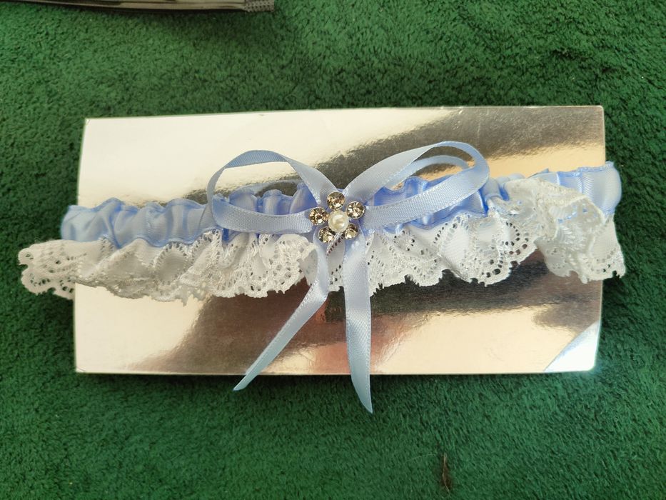 Podwiązka ślubna niebieska