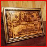 Оригінальна картина подарунок на дереві 100$ США талісман