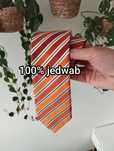 Krawat jedwabny 100% silk, w paski, pomarańczowy Gilberto