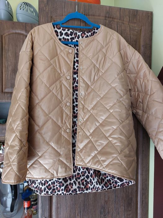 Włoska kurtka lekka pikowana uniwersalny 44 46 panterka italy