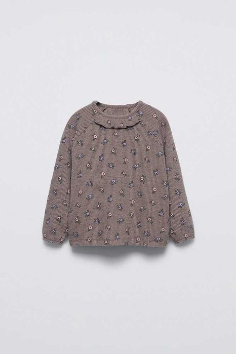 ZARA кофта из ткани soft touch с цветочным принтом_Размер 3года,98см