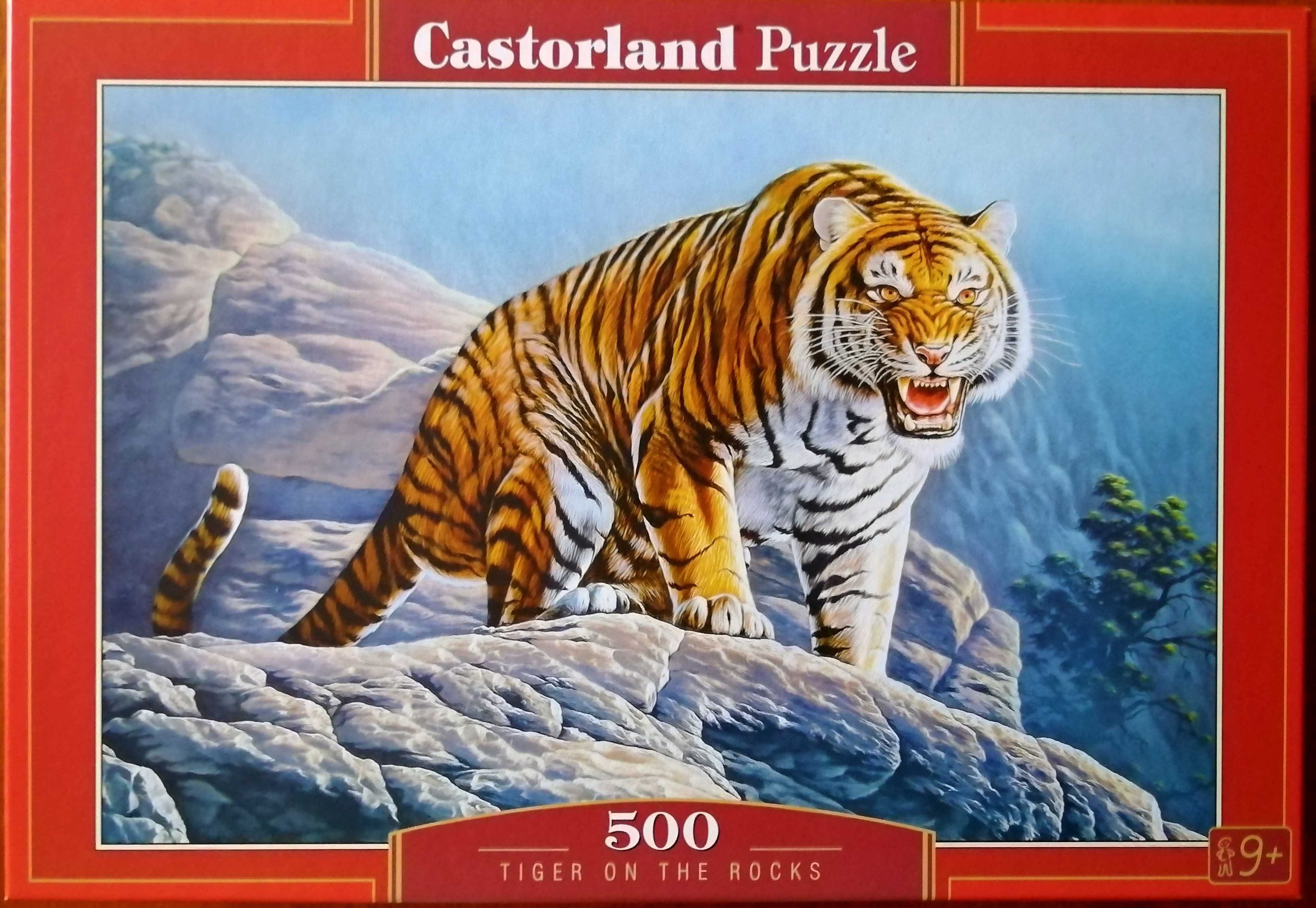 Puzzle CASTORLAND 500 - Tiger On The Rocks kompletne jak nowe