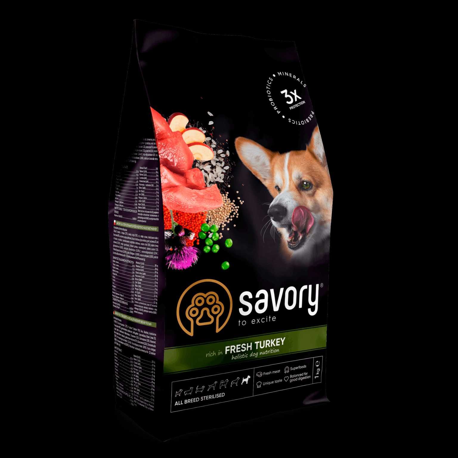 Savory All Breed Sterilised rich in Fresh Turkey 12кг