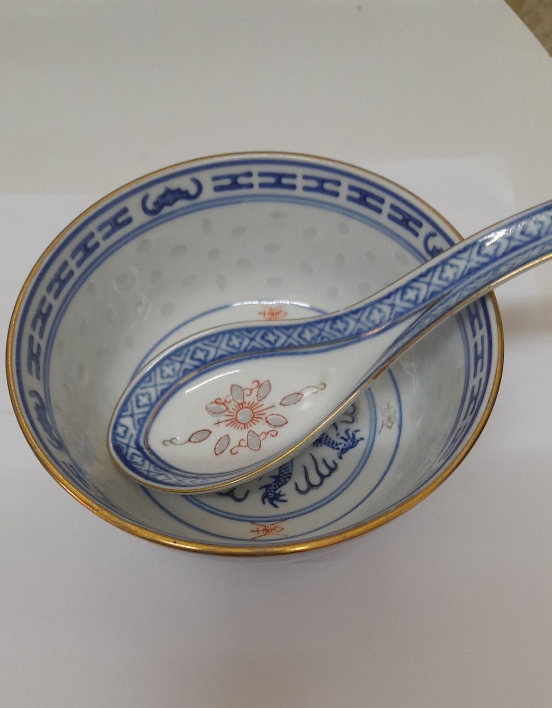 4 peças em porcelana modelo bago de arroz chinesa