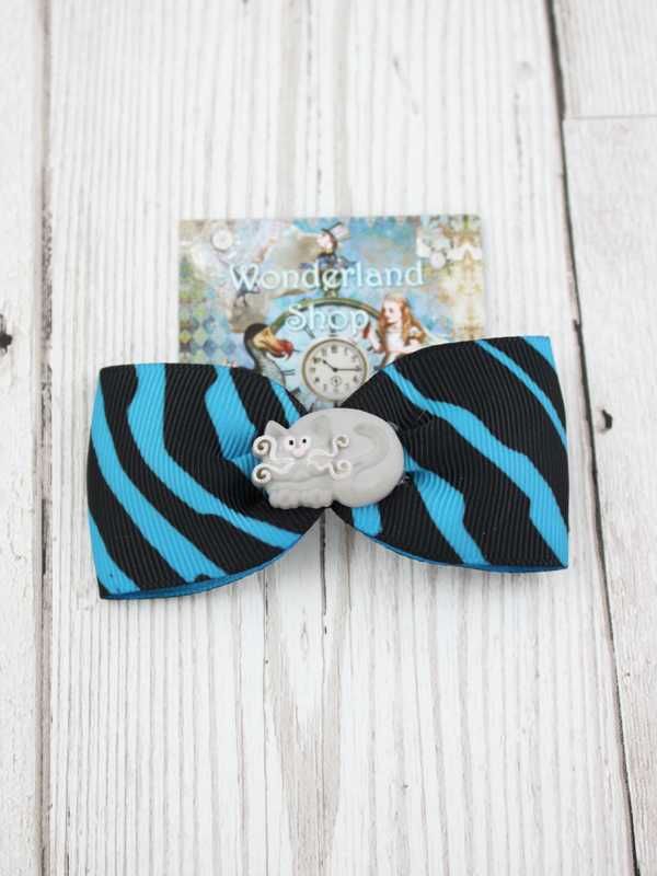 spinka do włosów kokardka Kot z Cheshire Alicja vintage Wonderland W22