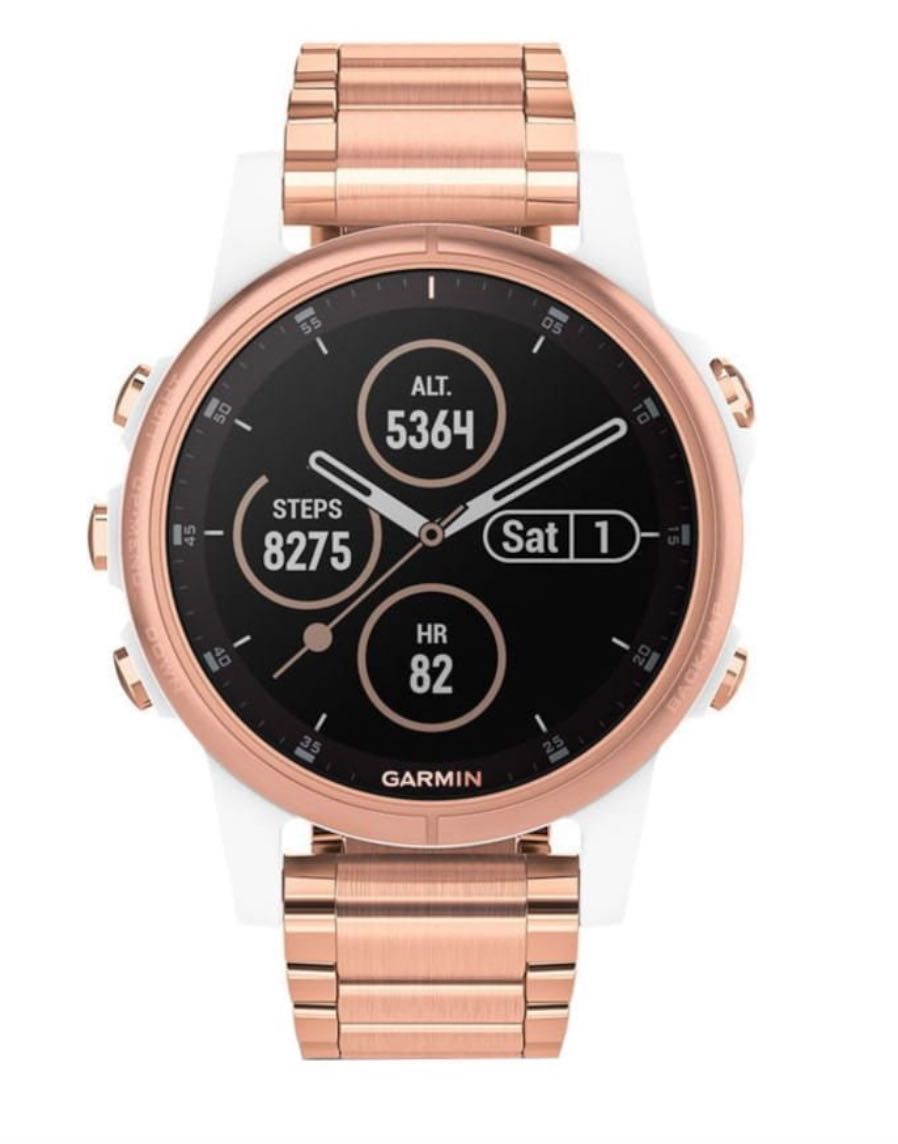 Garmin Fénix 5S Plus | Safira Branco | Correia Dourado Rosa