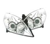 FARÓIS FRONTAIS ANGEL EYES PARA OPEL VECTRA C 05-08 E OPEL SIGNUM 05-08 FUNDO CROMADO