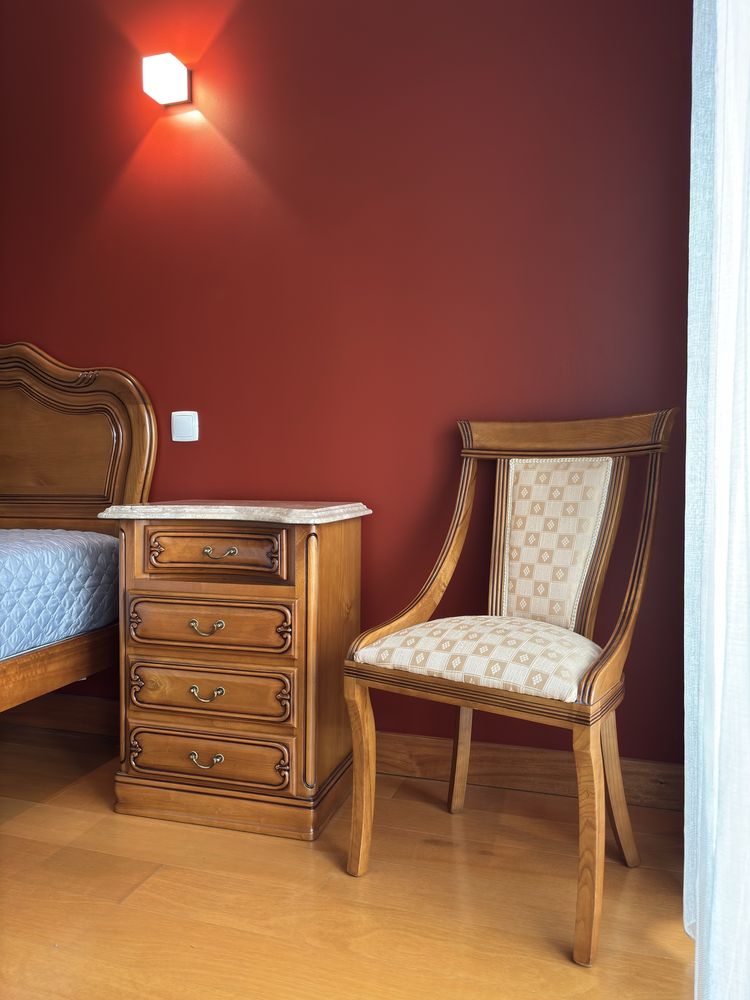 Conjunto Quarto Completo Madeira Maciça + Cama 140x190 - Colchão Novo