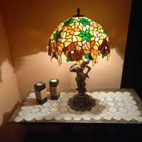 Lampa witrażowa styl Tiffany piękna masywna szklana