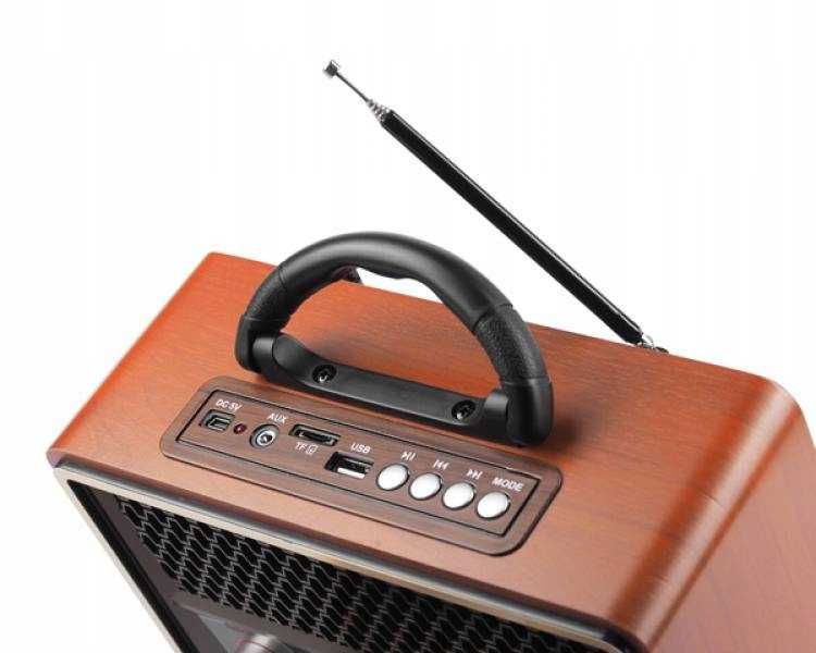 Radio kuchenne przenośne Retro Bluetooth FM USB SD AUX z pilotem złote