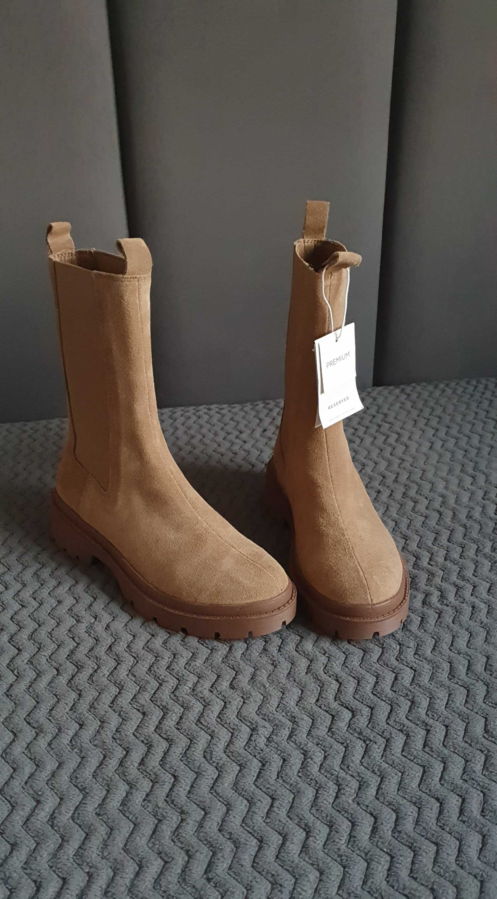 Nowe botki skórzane Reserved Premium r.36