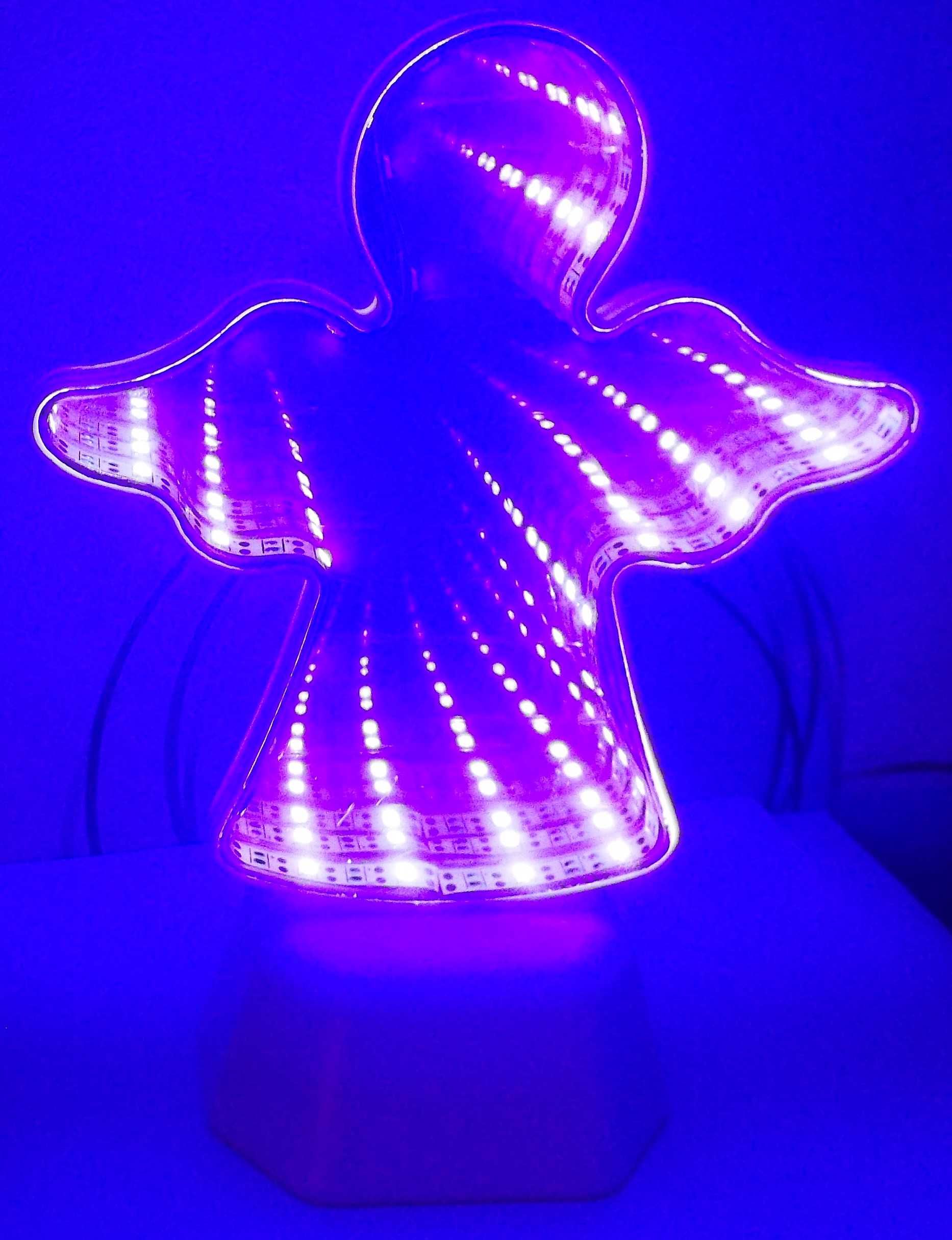 Anioł LED świecący 3D Neon Lampka Lustrzane światło tunelowe + baterie