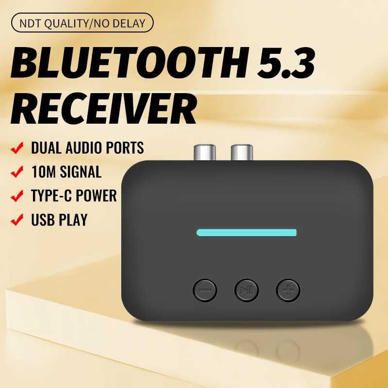 Bluetooth 5.3 Audio Odbiornik T88 - AUX RCA USB MP3 HIFI Bezprzewodowy