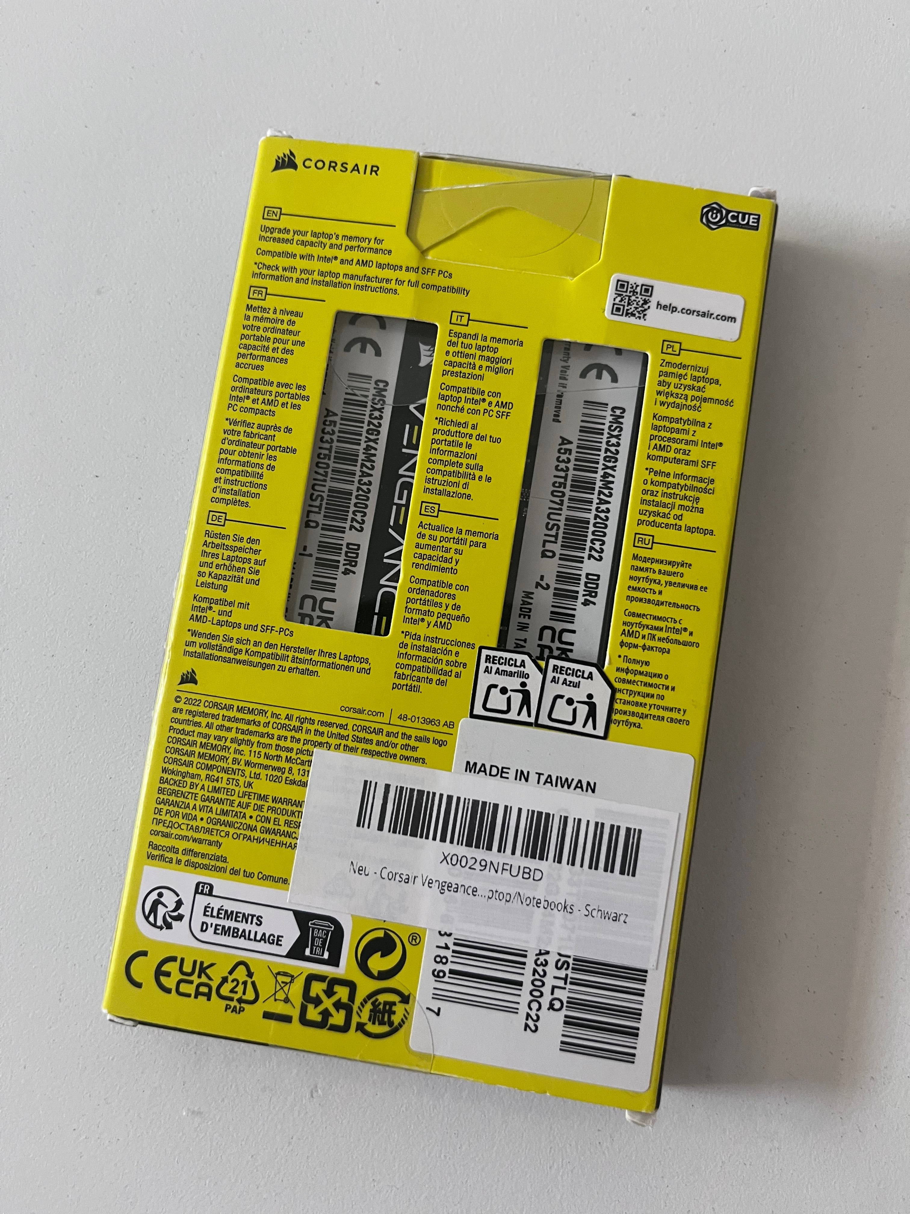 Corsair Vengeance SODIMM DDR4 16GBX2 Nova em Caixa