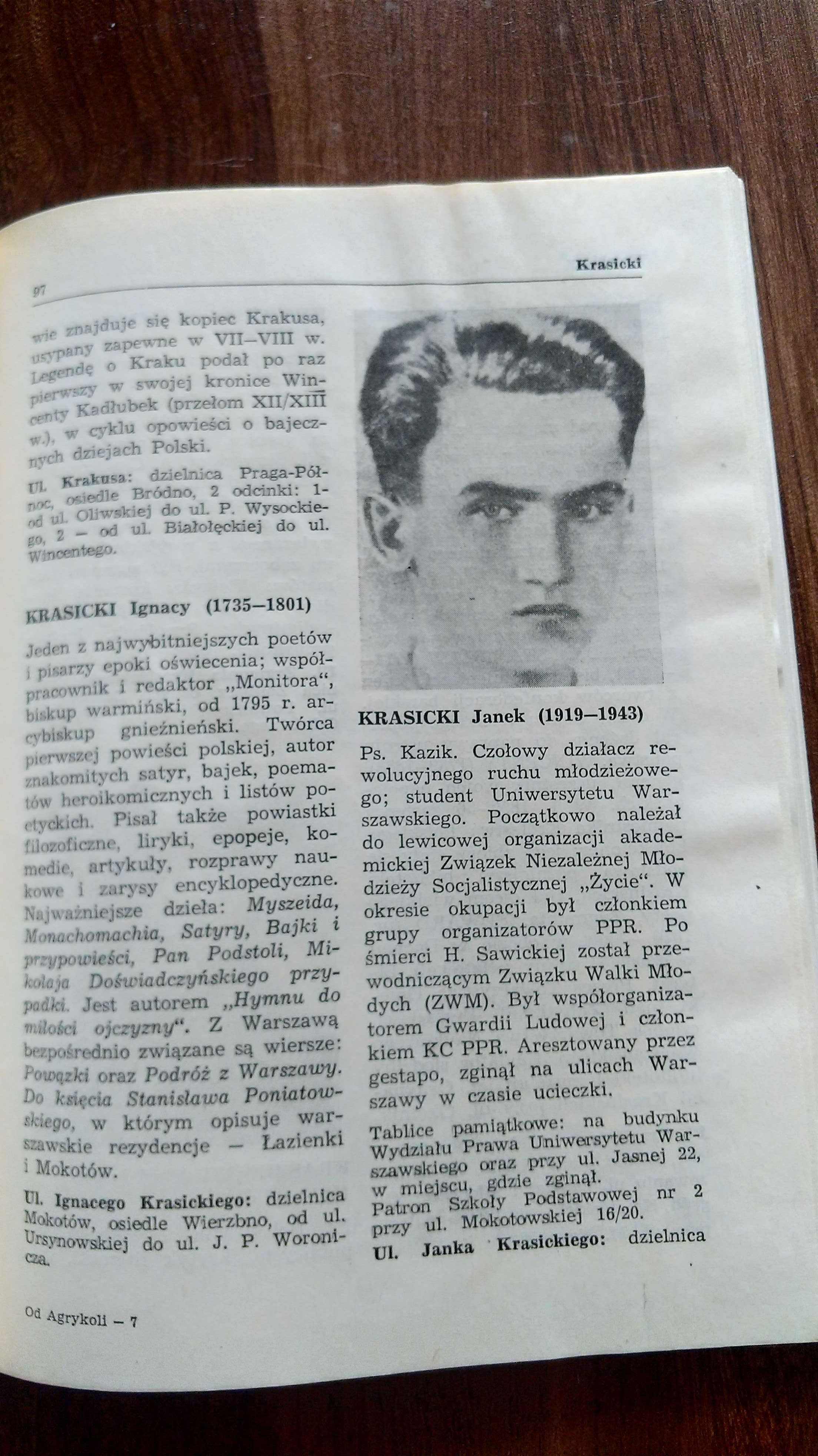 Od Agrykoli do Żywnego mały słownik patronów ulic Warszawy
