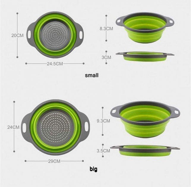 Дуршлаг силиконовый складной Collapsible Jm-611 набор 2 шт