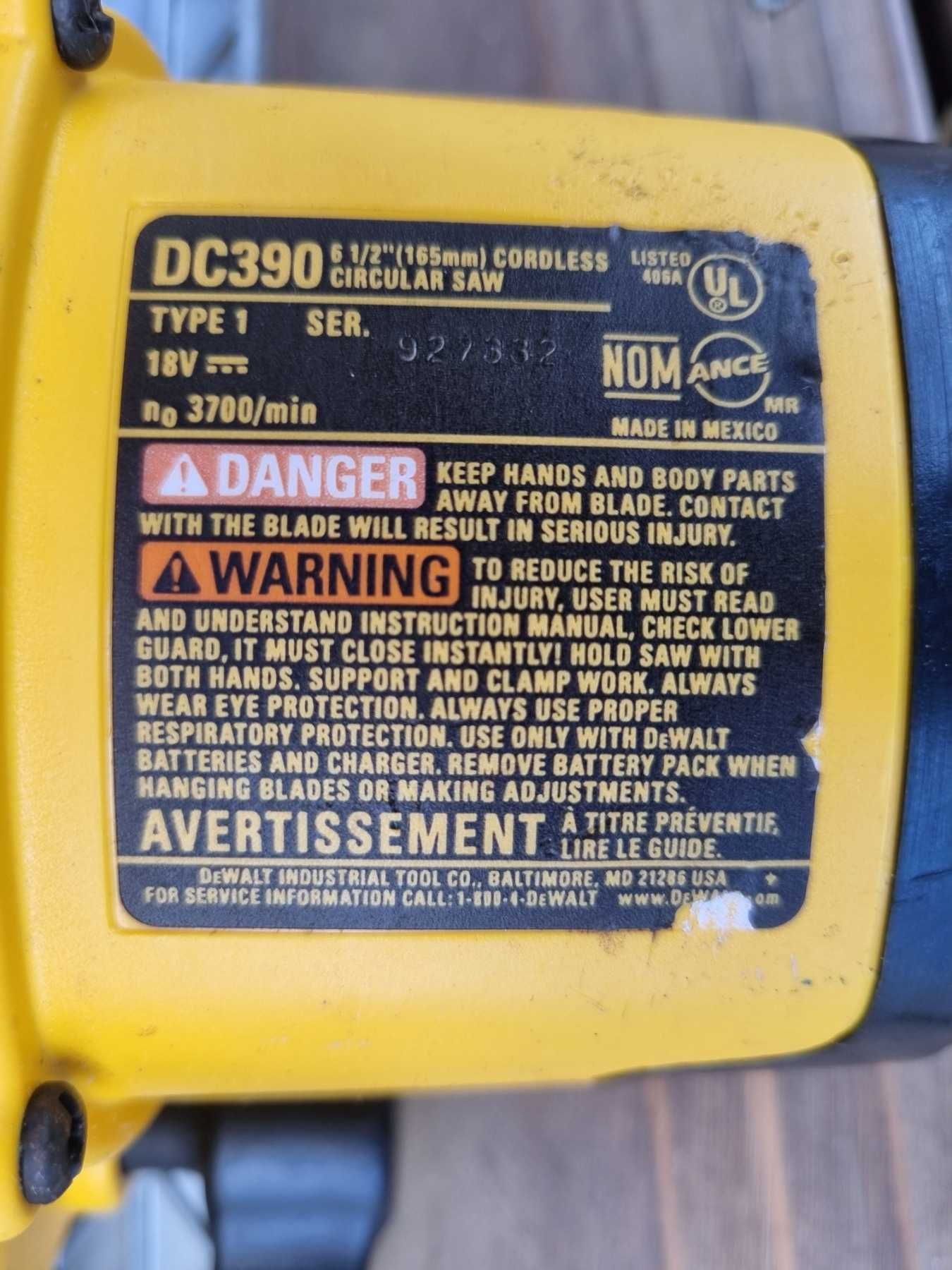 Piła pilarka tarczowa DeWalt DC390 18V