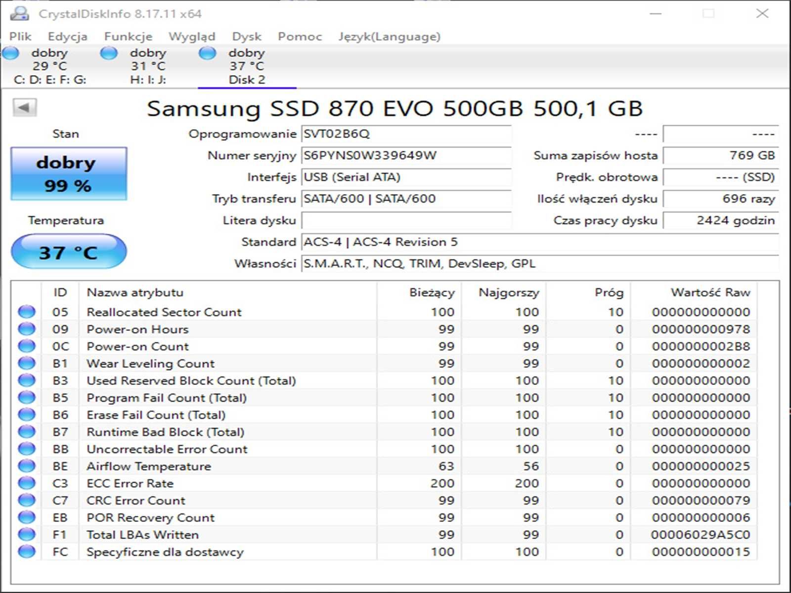 SSD 500GB Samsung 870 EvO