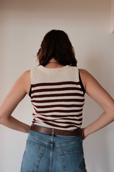 Top em Malha às Riscas da Zara Tamanho M–L (38–42)
