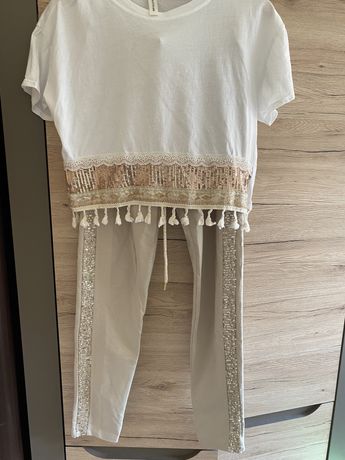 Komplet spodnie + bluzka boho 36 38 s/m