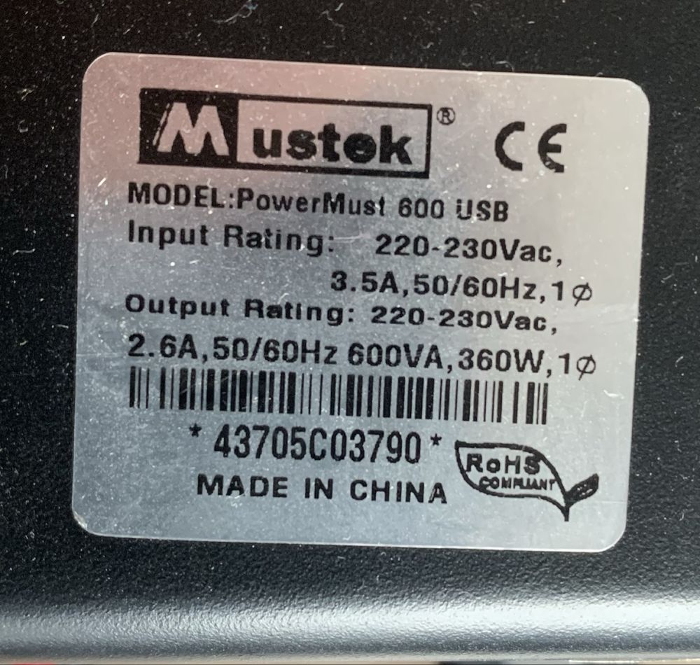ДБЖ / UPS / УПС / Mustek PowerMust 600 USB