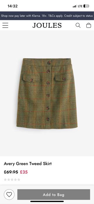 Твідова спідниця joules