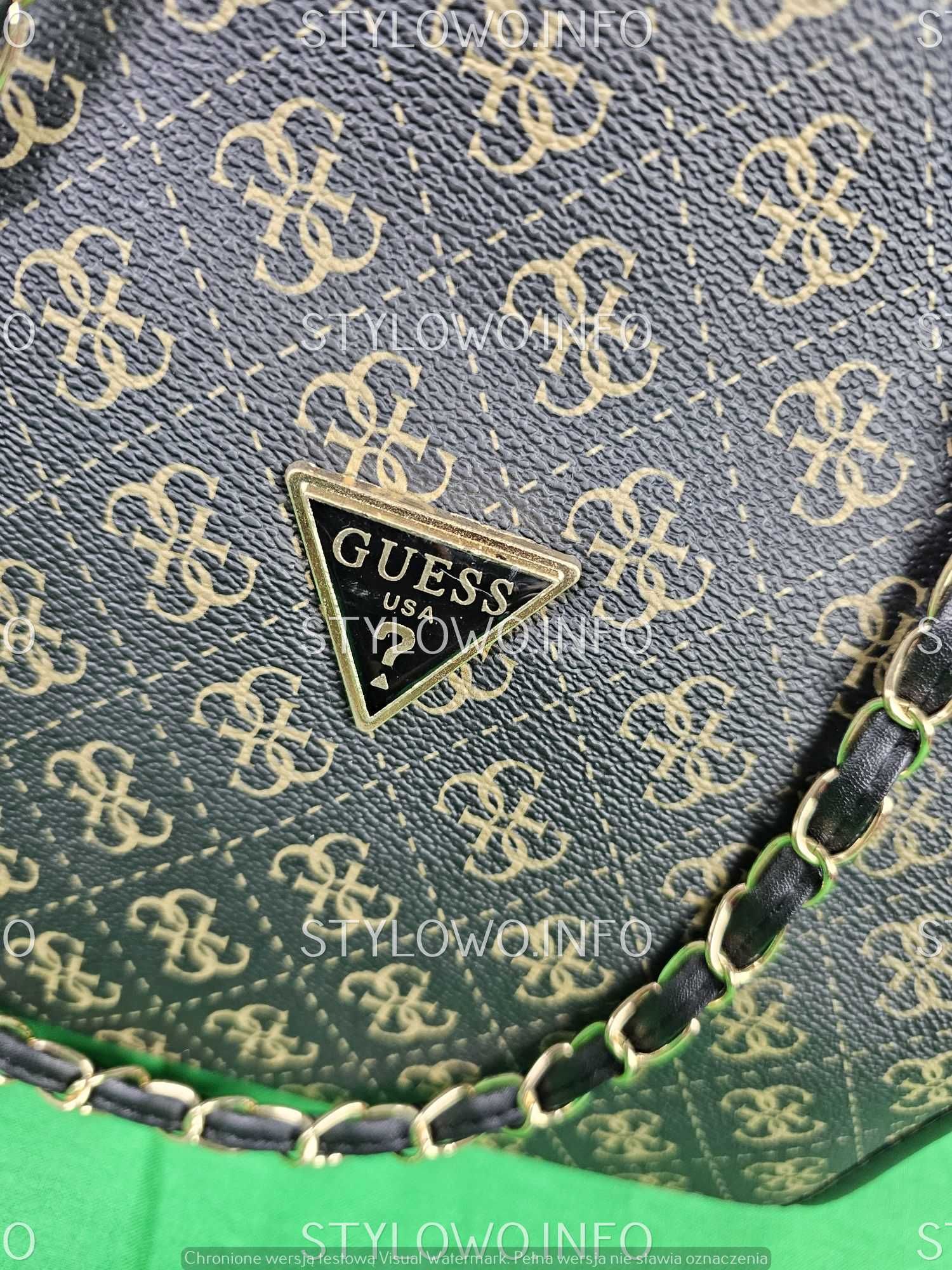 Torebka duza Torba Brazowa monogram Guess skórzana Premium