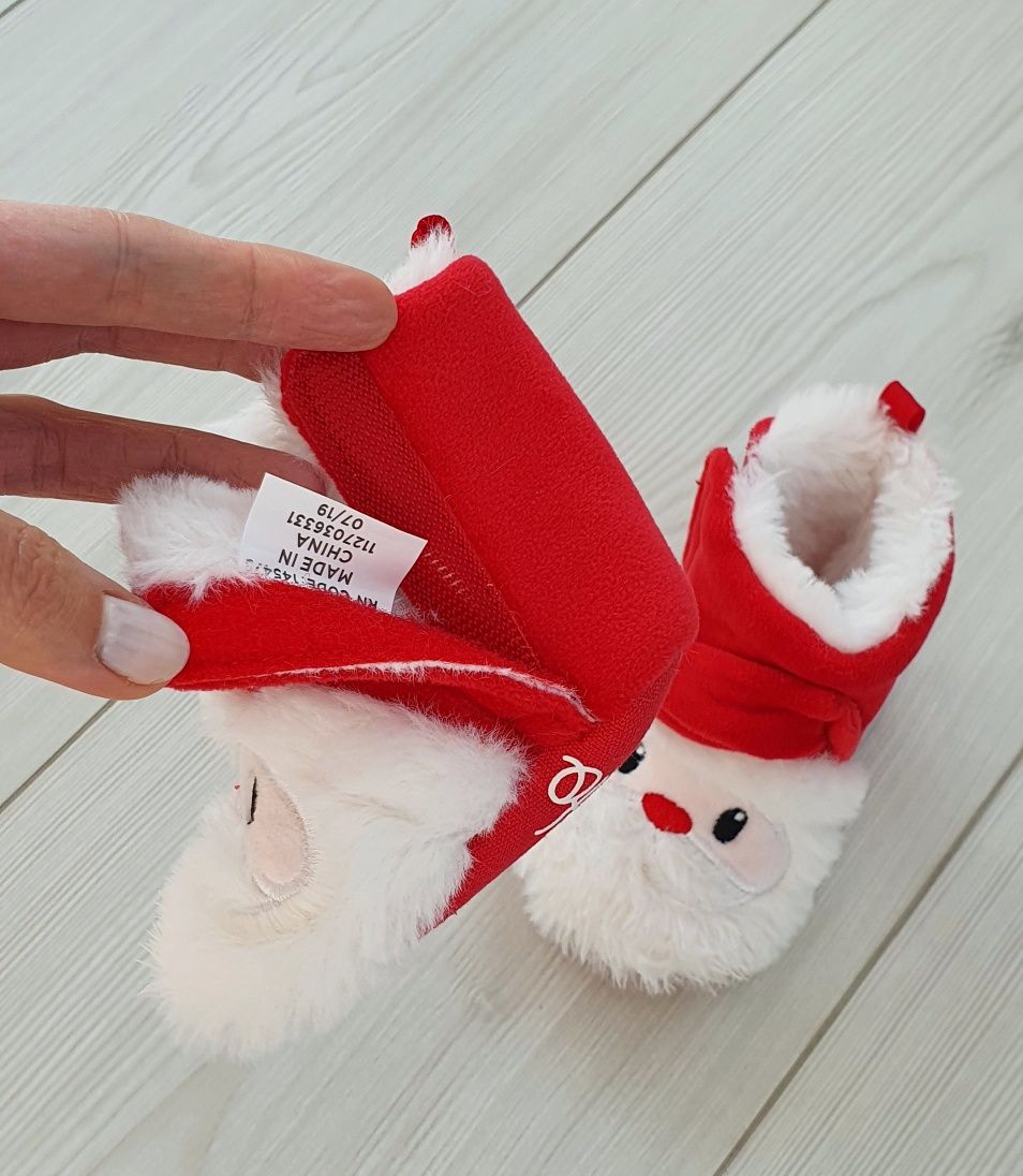 Новогодние пинетки сапожки с Дедом Морозом, 17 размер