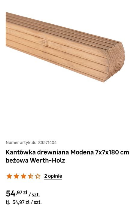 2x panel ażurowy 60x180 i 2x słupek Modena 7x7x180 cm drewniany Werth-