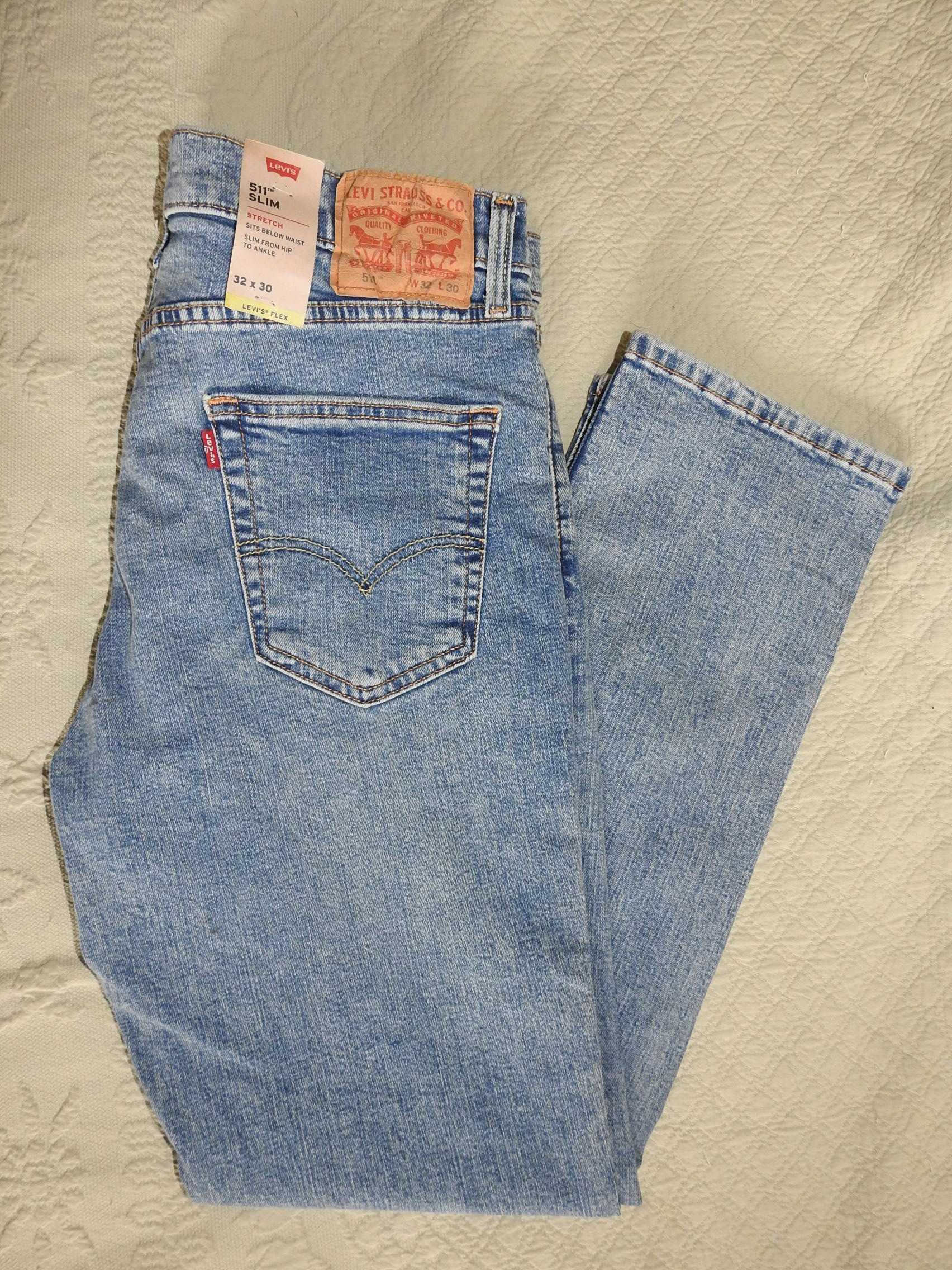 LEVIS 511 Slim Fit Flex Новые джинсы size 32 x 30 из США 100%ОРИГИНАЛ