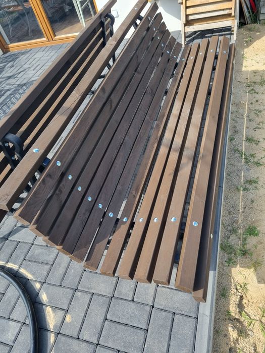 Ławki prl retro metal i drewno loft