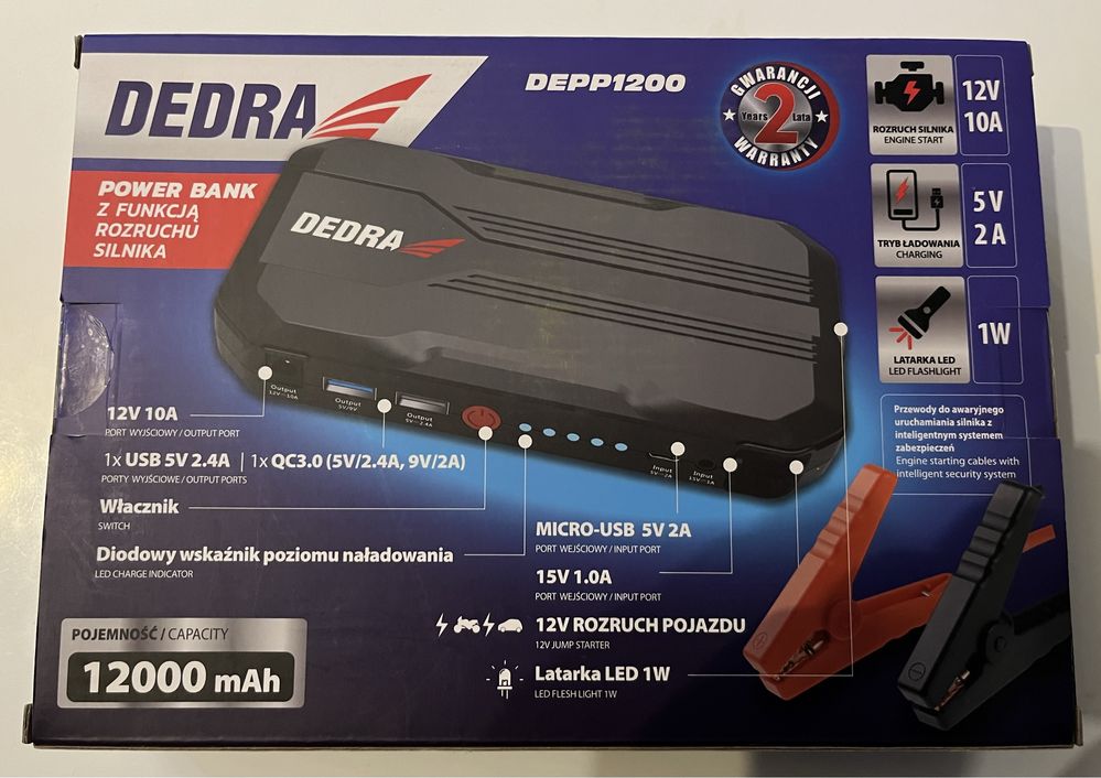 Powebank z funkcją rozruchu DEPP1200 2Ah Dedra