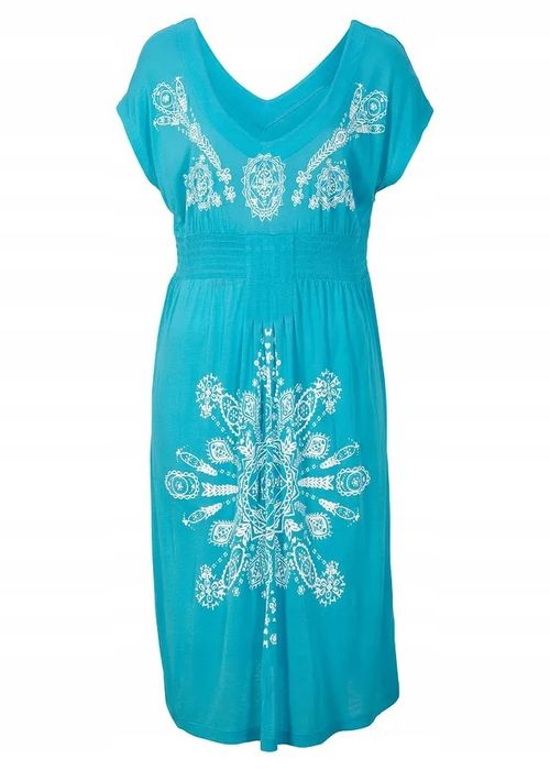 B.P.C sukienka plażowa niebieska z nadrukiem 48/50.