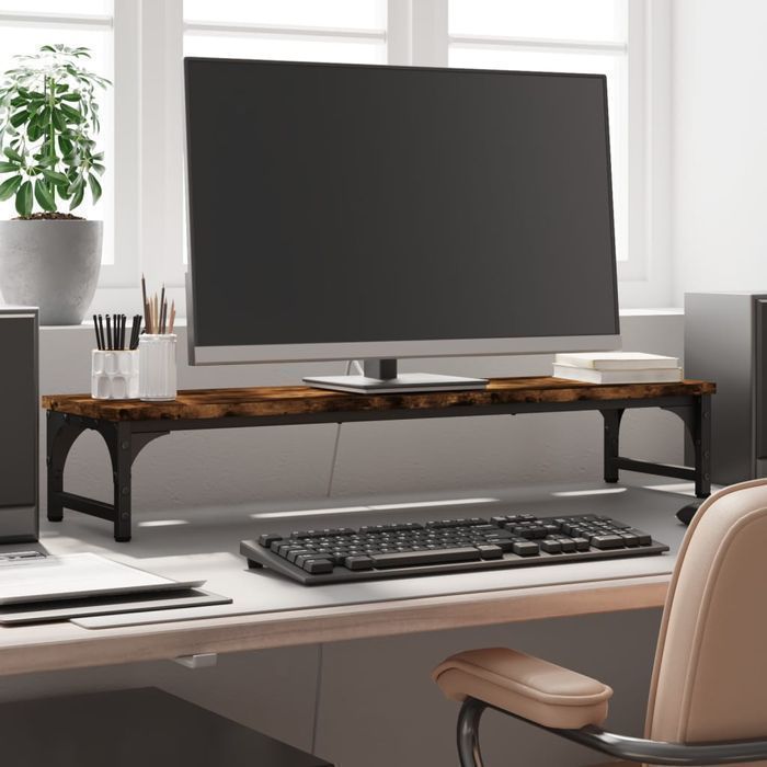 Vidaxl Podstawka Pod Monitor, Przydymiony Dąb, 85X23X15,5 Cm