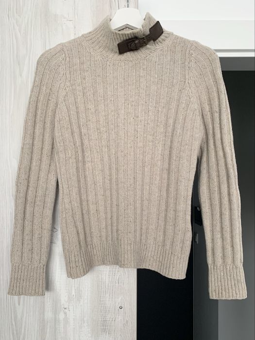 Massimo Dutti turtleneck sweterek z golfem wełniany beżowy 100%wełna