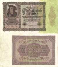 77. Stary banknot. 50 000 marek 1922 Wersja